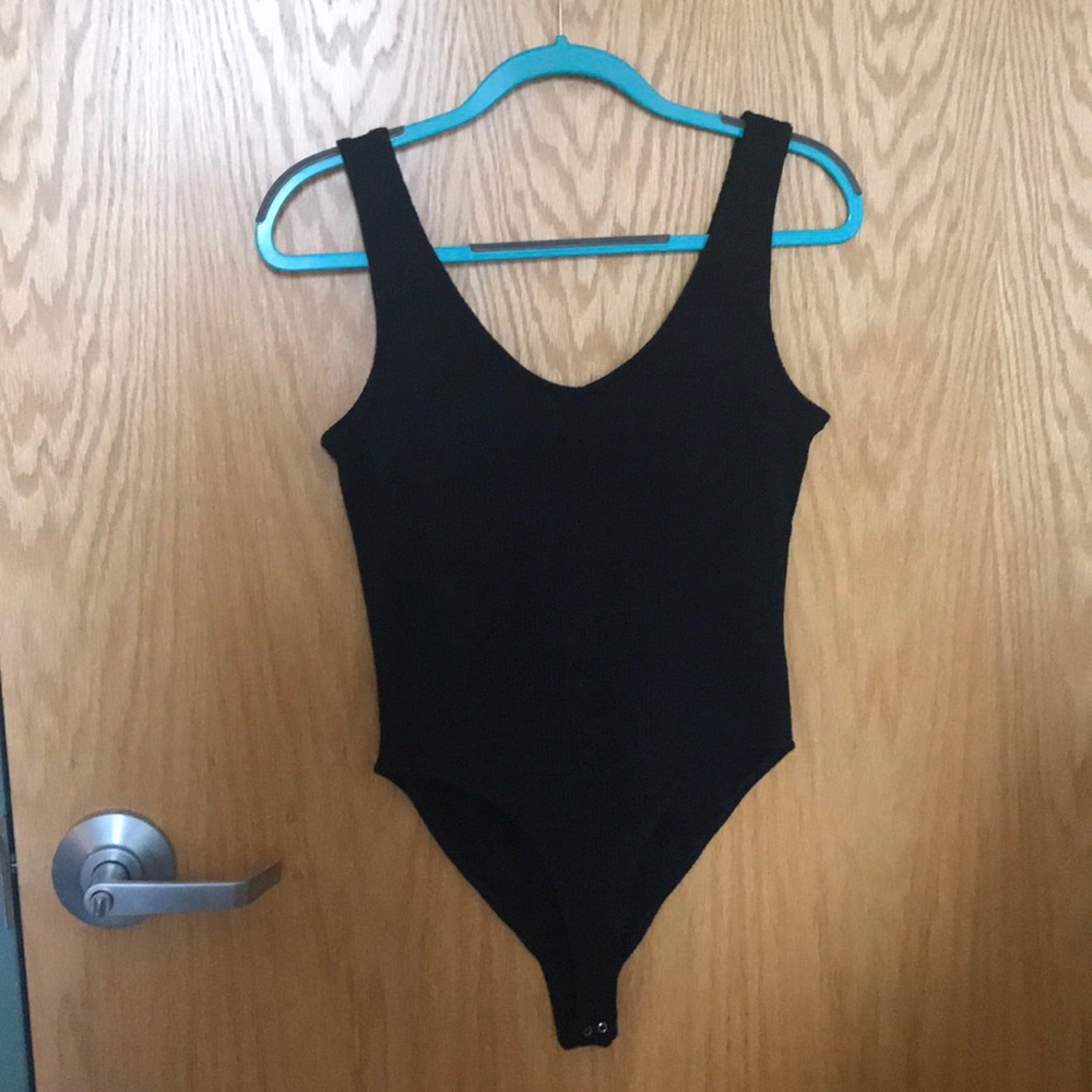Black ribbed body suit